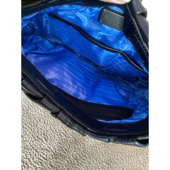 Simply Vera Vera Wang Faux Leather Pleated Shoulder Handbag Hobo Bag Black - Picture 3 of 8